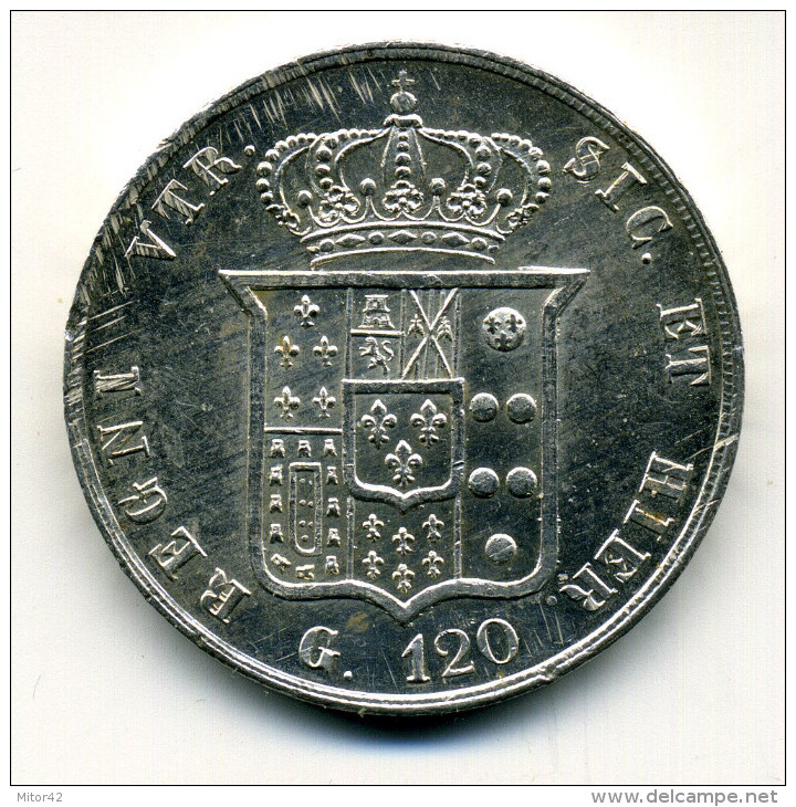 22-Regno Delle Due Sicilie-Ferdinando 2° Di Borbone-120 Grana 6°tipo-1857-Moneta Originale In Argento-Spl.-quasi F.d.c. - Deux Siciles
