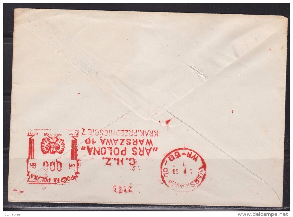 =Enveloppe Pologne 2 Timbres Non Dentelés Se Tenant Varsovie 18.12.1959, Flamme Verso 5.1.60 - Machines à Affranchir (EMA)