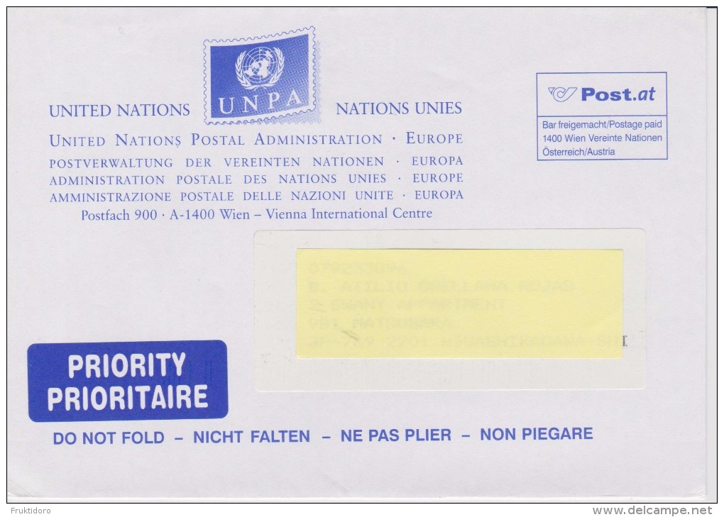 United Nations Envelope Vienna Postage Paid - Covers & Documents