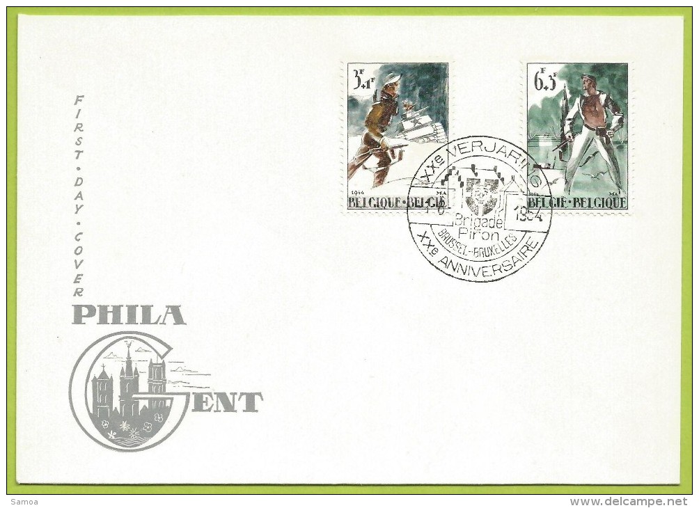 Belgique 1964 1296 à 1297 FDC Résistance Libération Bataille Bastogne Char Estuaire Escaut Brigade Piron - 1961-1970