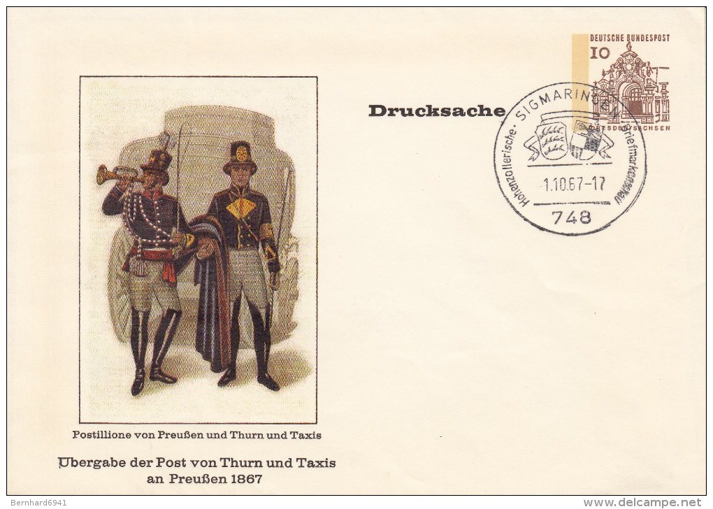 PU 23/8   Übergabe Der Post Von Thurn Un Taxis An Preußen 1867, Sigmaringen - Privatumschläge - Gebraucht