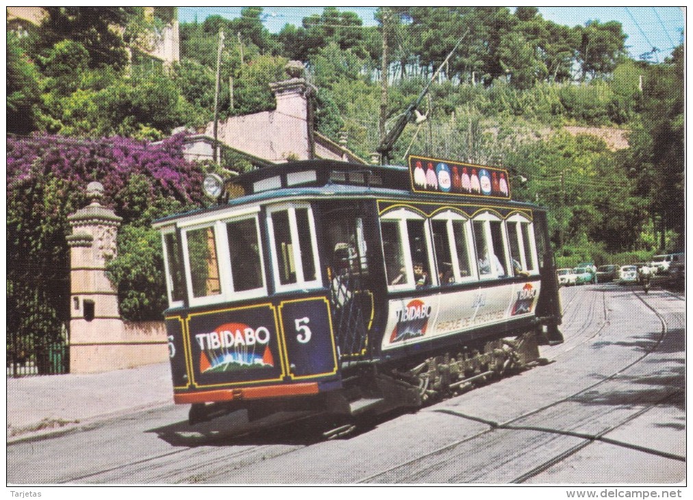 Nº 1 POSTAL DE BARCELONA DEL TRANVIA BLAU DEL TIBIDABO  (TREN-TRAIN-ZUG) AMICS DEL FERROCARRIL - Tranvía