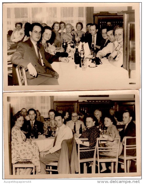 Carte Photo Originale Famille - Repas De Famille En 1958 - 2 Photos - - Identified Persons