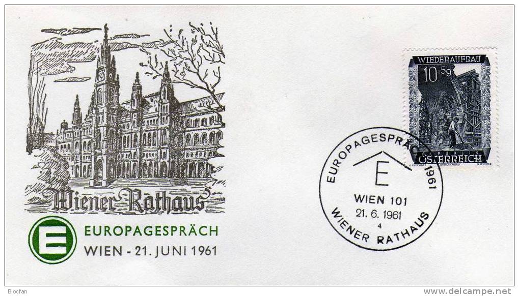 Wien Rathaus-Europagespräch 1961 Österreich 858+seltener Sonderbrief 1€ Architectur CEPT Cover Of Austria - European Ideas