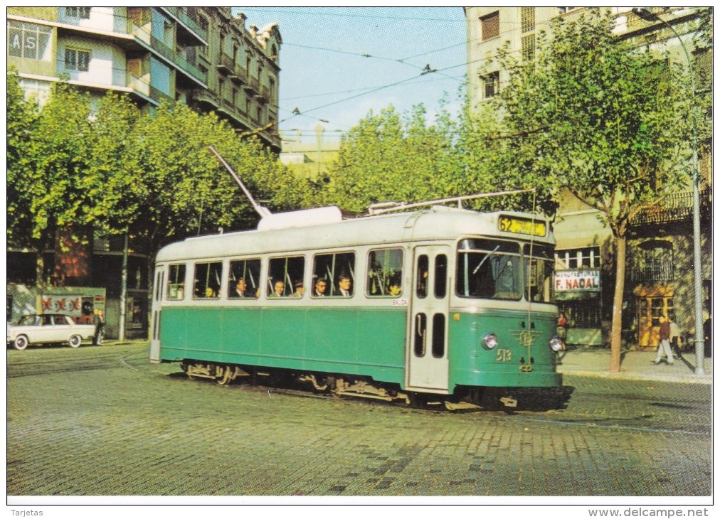 Nº 21 POSTAL DE UN TRANVIA DE BARCELONA EN CONSELL DE CENT DEL AÑO 1964(TREN-TRAIN-ZUG) AMICS DEL FERROCARRIL - Tranvía