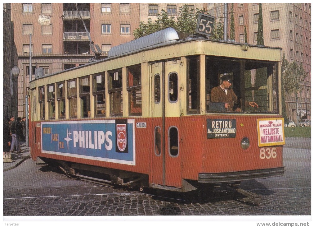 Nº 57 POSTAL DE UN TRANVIA DE BARCELONA EN P. SALVADOR ANGLADA AÑO 1963 (PHILIPS) (TREN-TRAIN-ZUG) AMICS DEL FERROCARRIL - Tranvía