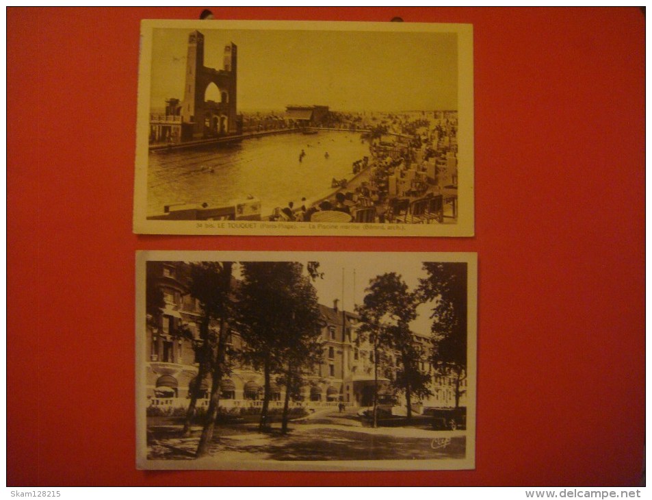 Lot De 2 Cartes De LE TOUQUET ( Pas De Calais - France ) Paris Plage Piscine Marine / Hôtel Westminster - Le Touquet