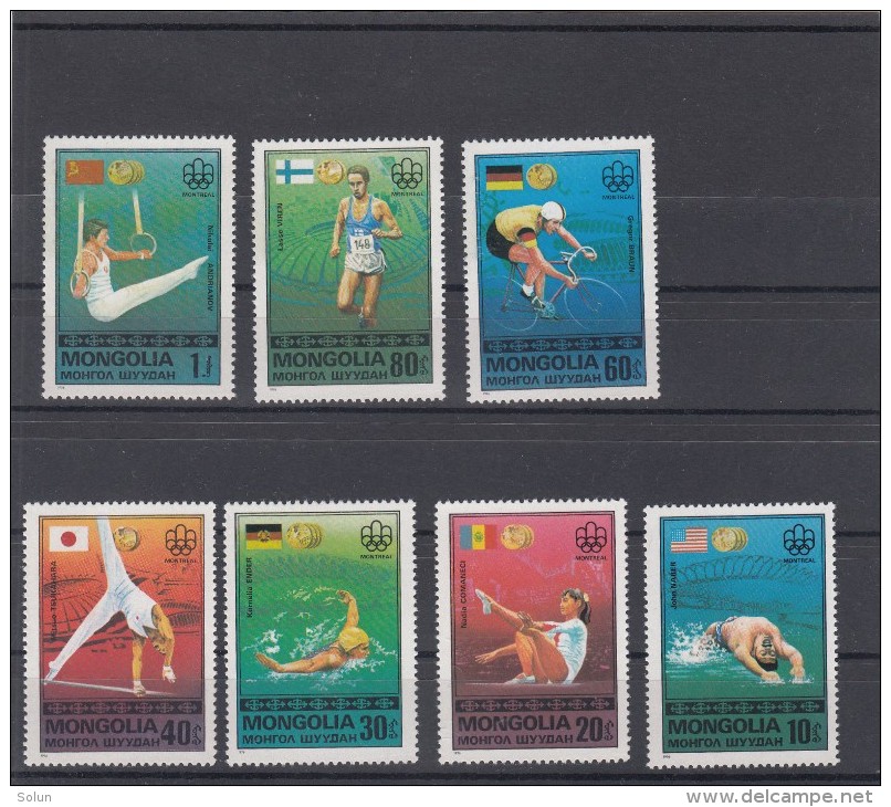 MONGOLIA   OLYMPIC GAMES 1976 MONTREAL CANADA GOLD MEDAL WINNERS COMPLETE SET 7 STAMPS MNH - Mongolia