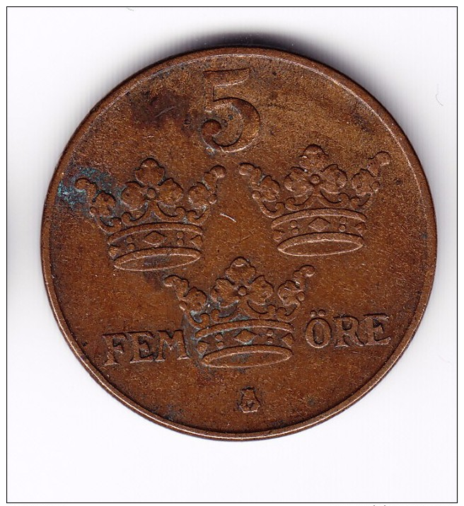 1939 Sweden 5 Ore Coin - Schweden