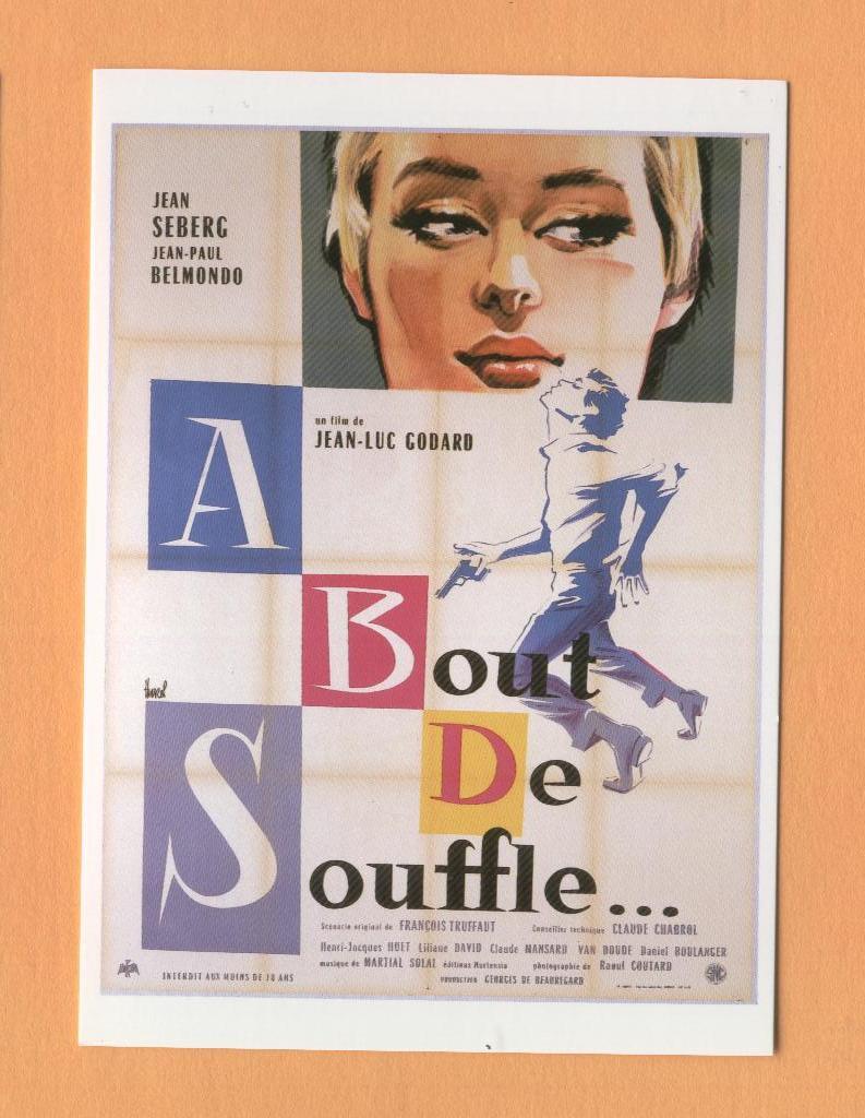 AC09c A Bout De Souffle Seberg Belmondo 1960 Jean-Luc Godard Affiche Film. News Prod.56937.Format Mais Pas Carte Postale - Posters On Cards