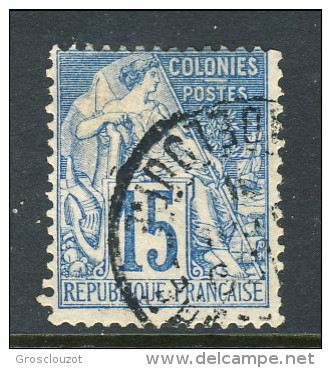 Colonie Francesi, Emissioni Generali 1881 N. 51 C. 15 Azzurro Usato Annullo (Guadaloupe) - Alphee Dubois