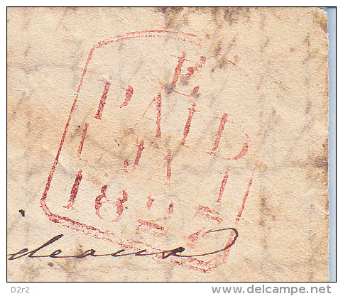 LETTRE DE 1826 DECEMBRE - CACHET ROUGE "PAID1827"- ECRITE DANS PLUSIEURS DIRECTIONS !!!- EN L'ETAT- RRR - ...-1840 Préphilatélie