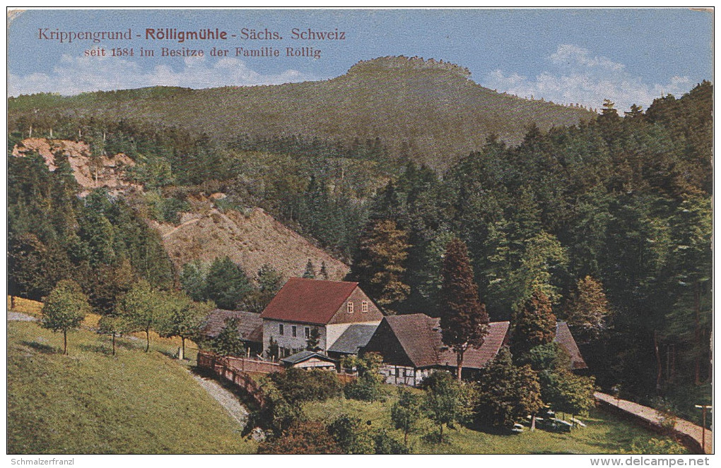 AK Krippengrund Gasthaus Rölligmühle Sächsische Schweiz Krippen Bei Kleingiesshübel Schöna Reinhardtsdorf Bad Schandau - Kleinhennersdorf