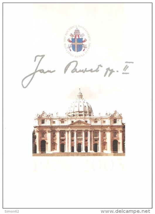 POLOGNE ENCART SPECIAL 25eme ANNIVERSAIRE PONTIFICAT DU PAPE JEAN PAUL II + TIMBRE +ENVELOPPE - Feuilles Complètes