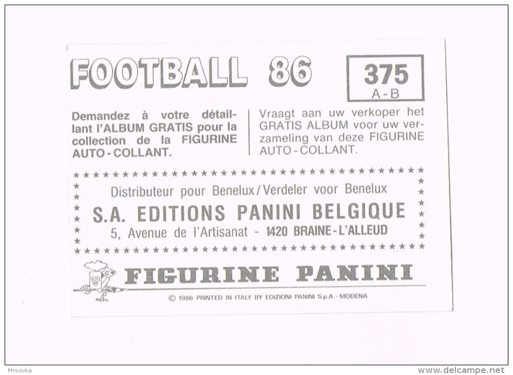 Figurine Panini 1986 - Autres & Non Classés