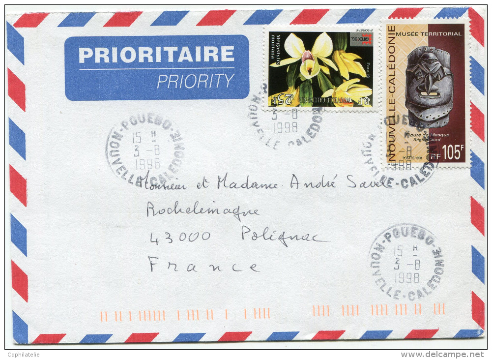 NOUVELLE-CALEDONIE LETTRE PAR AVION DEPART POUEBO 3-8-1998 POUR LA FRANCE - Lettres & Documents