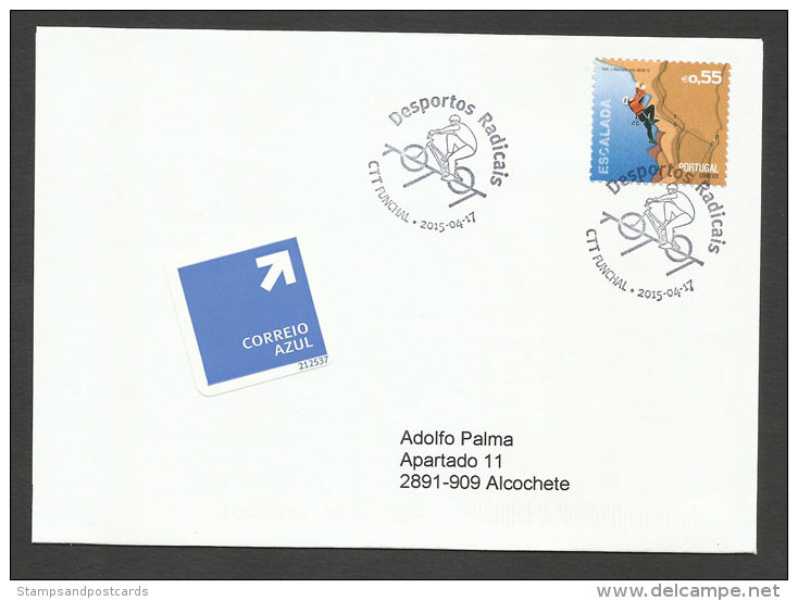 Portugal Sports Extrêmes Escalade FDC Voyagé Cachet Funchal Madère 2015 Extreme Sports Climbing FDC Madeira Pmk - FDC