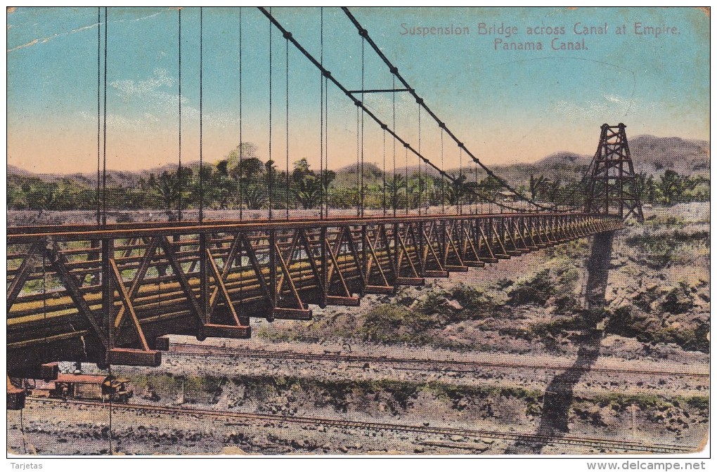 POSTAL DE PANAMA DE SUSPENSION BRIDGE ACROSS CANAL AT EMPIRE   ( I.L. MADURO) - Panamá