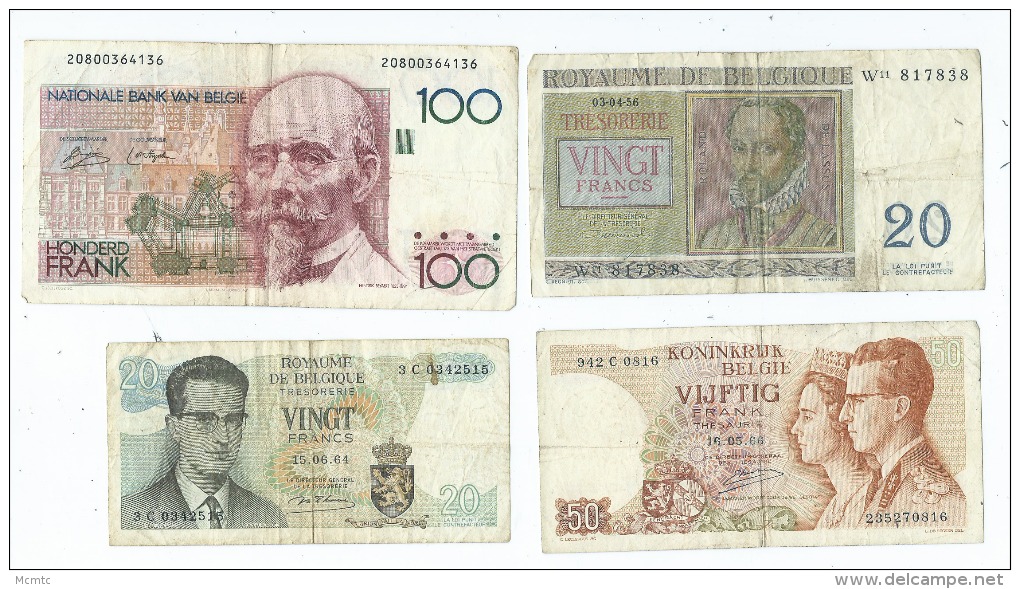 Lot De 4  Billets  Belge -  (2 Scans)- - Other & Unclassified