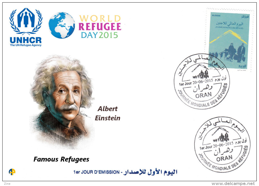 Algeria N° 1715  FDC World Refugee Day Réfugiés Weltflüchtlingstag Albert Einstein ONU UNHCR - Albert Einstein