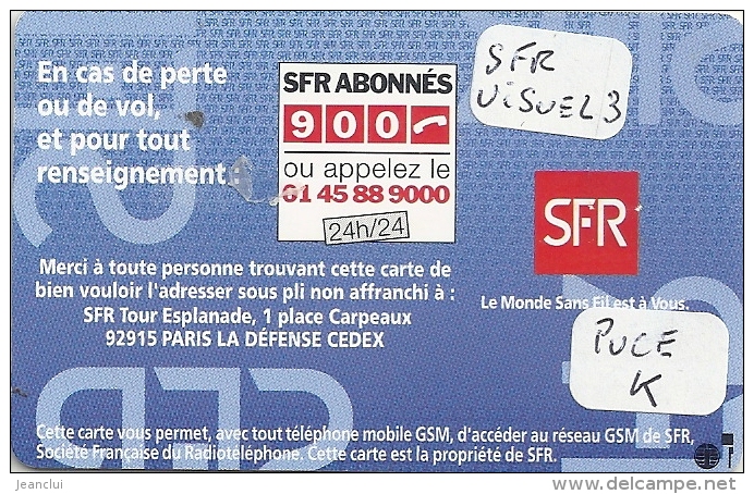 CARTE GSM ..VISUEL N° 3 .. PUCE K .. - Autres & Non Classés