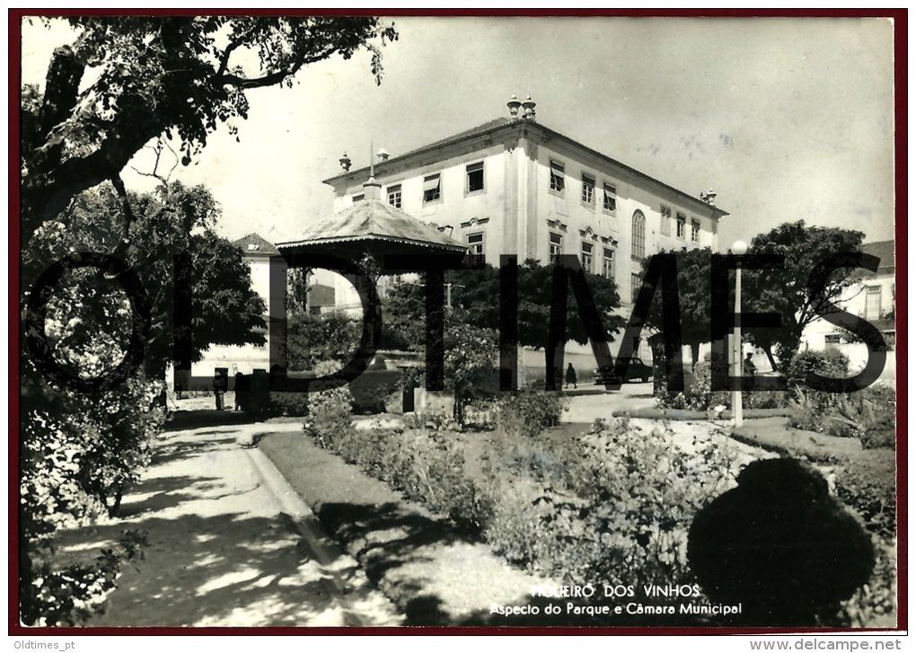 FIGUEIRO DOS VINHOS - ASPECTO DO PARQUE E CAMARA MUNICIPAL - 1950 REAL PHOTO PC - Leiria