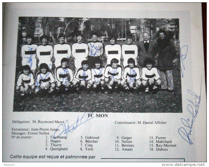 Socer / Football  - Tournoi Espoirs U-20 De Monthey (Switzerland) 1982 - REAL, Zaragoza, FC ARSENAL , Program, Programme - Authographs