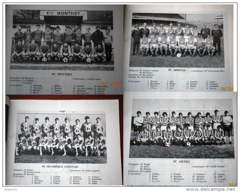 Socer / Football  - Tournoi Espoirs U-20 de Monthey (Switzerland) 1982 - REAL, Zaragoza, FC ARSENAL , Program, Programme