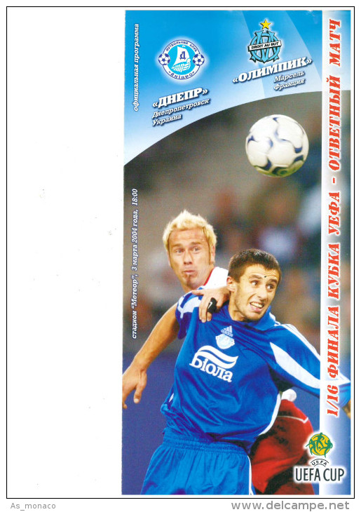 Programme Football 2003 2004 Dnepr Ukraine C OM Olympique Marseille UEFA Cup - Libros