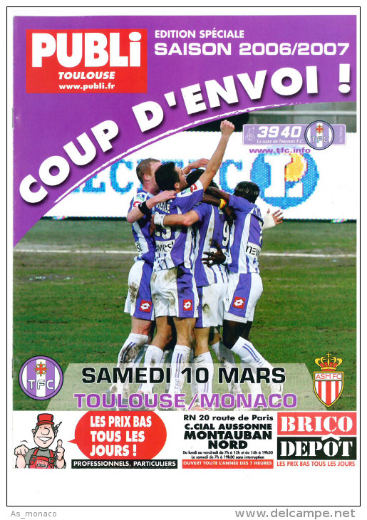 Programme Football 2006 2007 Toulouse FC C AS Monaco FC - Libros