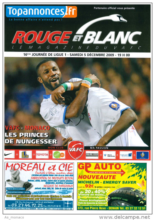 Programme Football 2009 2010 Valenciennes C AS Monaco FC - Libros