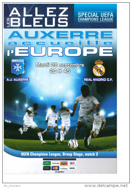 Programme Football Auxerre C Real Madrid Champions League - Books