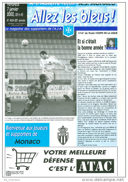 Programme Football 1999 2000 AjA Auxerre C AS Monaco FC - Books