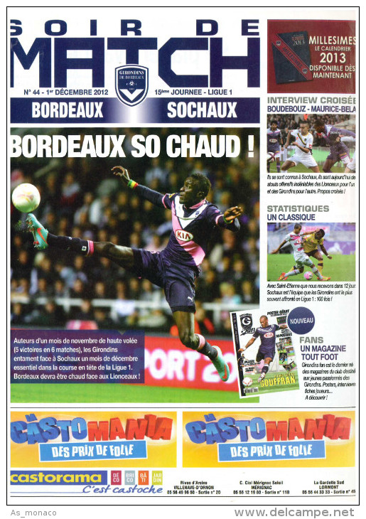 Programme Football 2012 2013 Girondins De Bordeaux C FC Sochaux - Libros