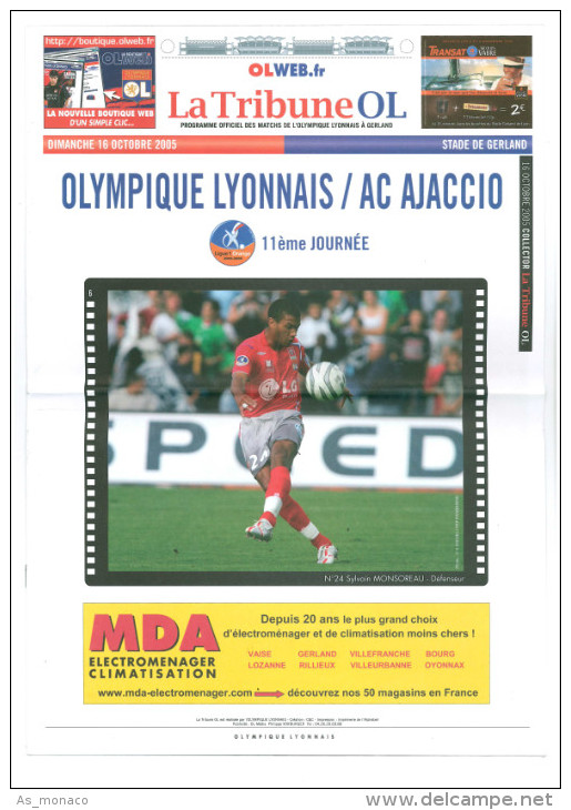 Programme Football 2005 2006 OL Olympique Lyon C AC Ajaccio - Libros