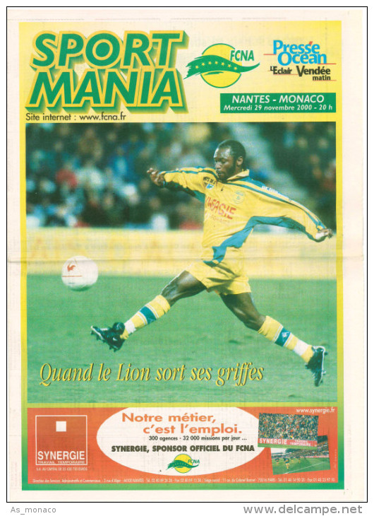 Programme Football 2000 2001 Nantes C Monaco - Boeken