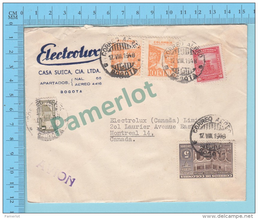 Bogota ( Commercial Electrolux , Bogote To Montreal Cover Cachet, Correo Aeres 1948 Bogota  ) 2 Scans - Colombie