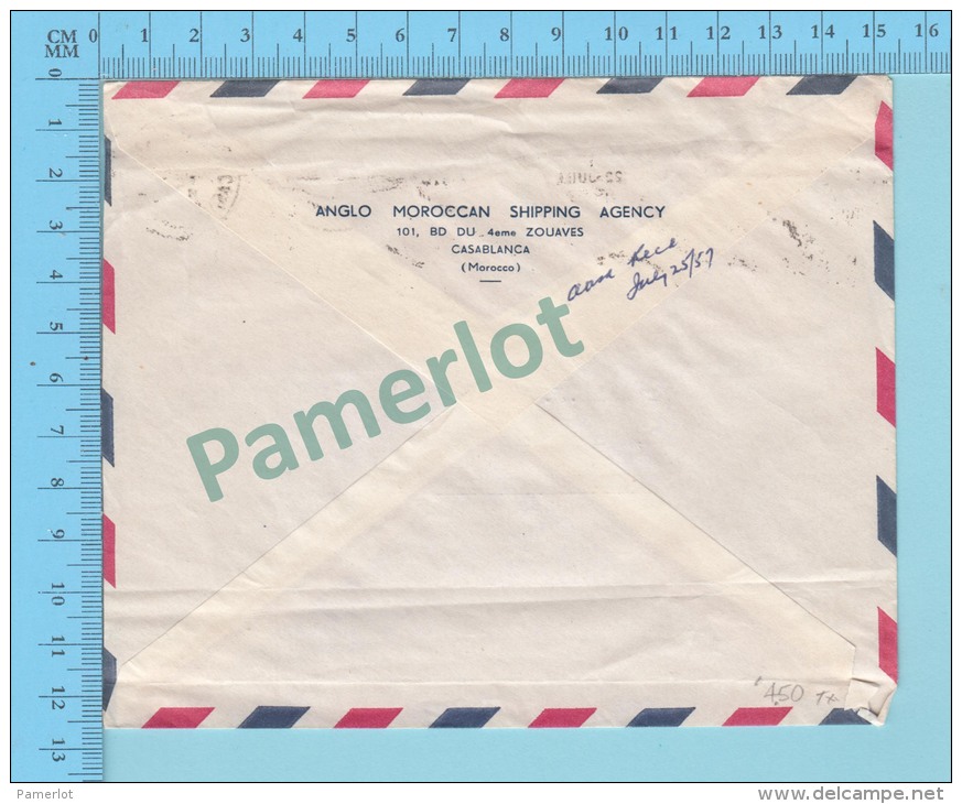 Casablanca ( Mecanical Cancel,  Cover Cachet Cassablanca Ppal 1957  ) 2 Scans - Maroc (1956-...)