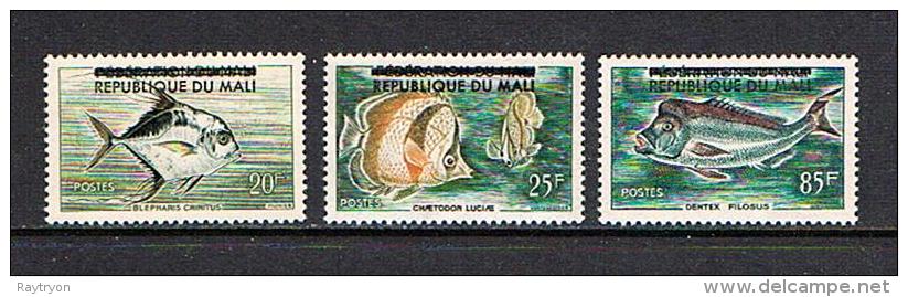 Mali 1961 Sc # 10 / 12  MNH **   Fish  -  Poissons  -  Overprints - Fishes