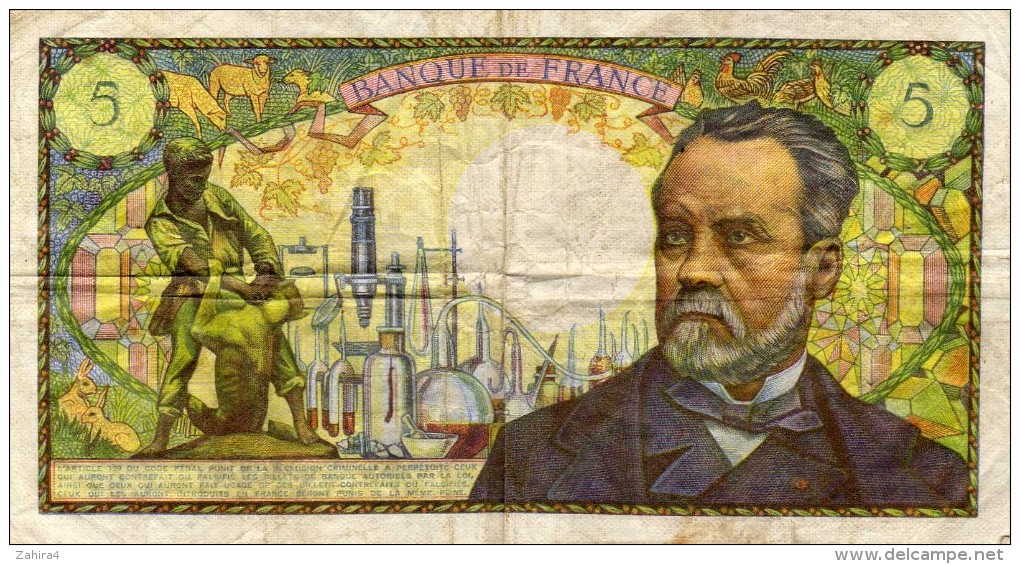 Cinq Francs Pasteur A . 5 - 6 - 1969 - A - 5 F 1966-1970 ''Pasteur''