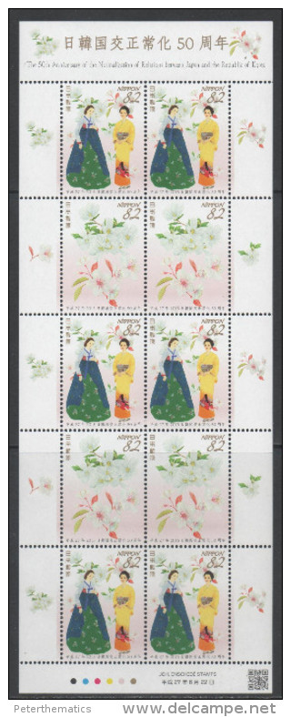 JAPAN, 2015, MNH, 50TH ANNIVERSARY OF NORMALIZATION OF RELATIONS WITH KOREA, COSTUMES, SHEETLET - Costumes