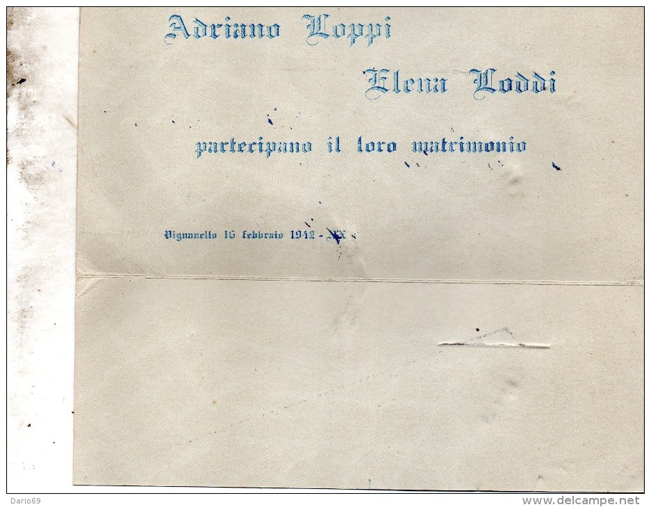 1942 VIGNANELLO VITERBO - Annunci Di Nozze