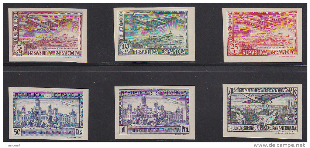 Spain 1931 Airmail Set Of 6 Imperforates. Scott C62-7. - Neufs