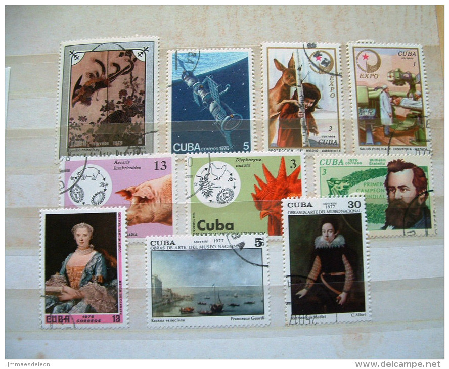 Cuba 1975 - 1977 - Paintings Space Kangaroo Medecine Pig Rooster Parasites Chess Venzia Harbor Ships - Lettres & Documents