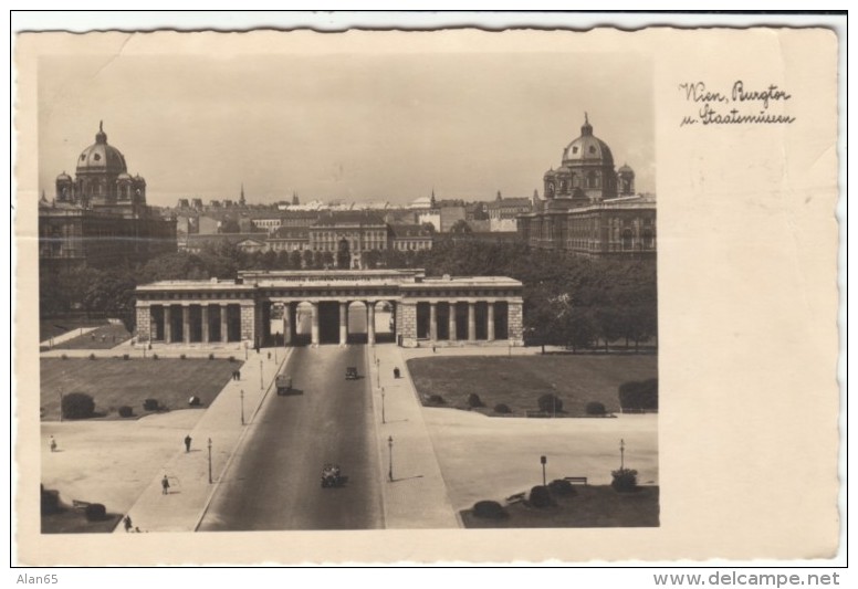 Wien Vienna Austria, Burgtor And State Museum, C1930s Vintage Postally Used Real Photo Postcard - Ringstrasse