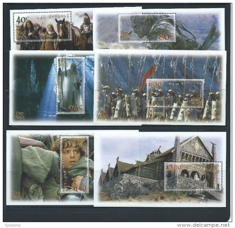 New Zealand 2002 Lord Of The Rings 2 Towers Set Of 6 Sheetlets MNH - Other & Unclassified