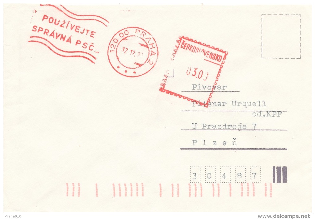 K5894 - Czechoslovakia (1992) 120 00 Praha 2: Use The Correct PSC (= Post Code); Letter, Tariff: 3,00 Kcs - Zipcode