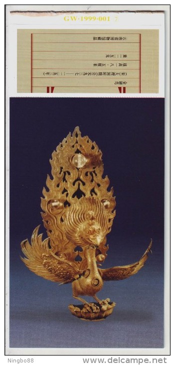 Song Dynasty Dali Kingdom Gold Wings Garuda Bird,CN 99 Nat'l Cultural Relics Bureau National Treasure Pre-stamped Card - Archéologie