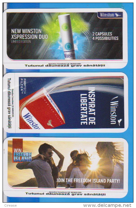 3 CARD LABELS TOBACCO CIGARETTES WINSTON ROMANIA - Etiquetas