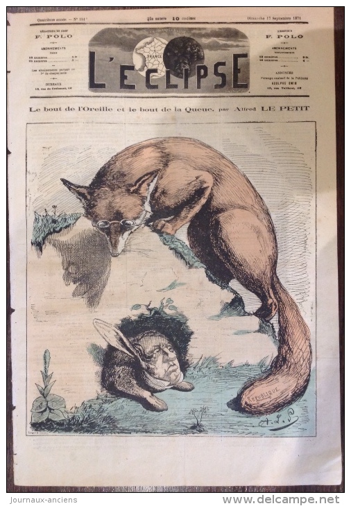 1871 Journal L´ÉCLIPSE N° 151 - REPUBLIQUE PROVISOIRE - RENARD -  LE PETIT - ALLEMAGNE - BERLIN - BISMARCK - A LEMOT - 1850 - 1899